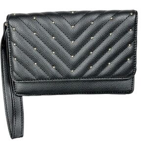 IN EVERY STORY Chevron Quilted Flap Clutch with Studs